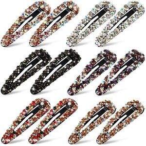 12 Pieces Rhinestone Hair Clip, AB Crystal Metal Hair Clips, Crystal Hairpins We
